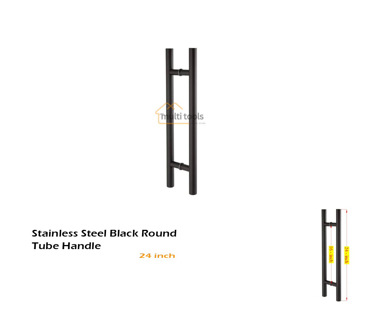 24 Inch Stainless Steel Black Round Tube Handle